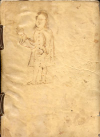 Curioso dibujo que aparece en la cubierta posterior del Libro de inventarios de la Fábrica Parroquial y de sus Cofradías