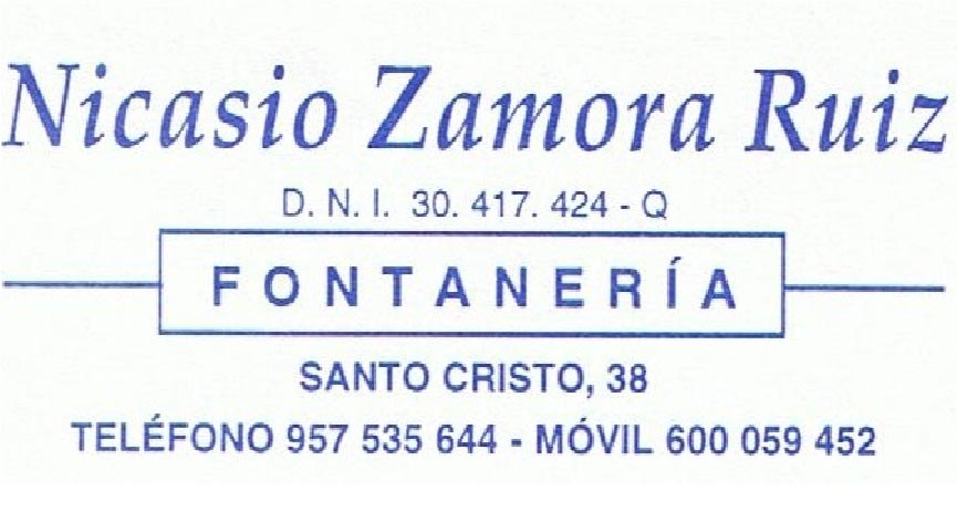 Cartel de la fontanería Nicasio Zamora