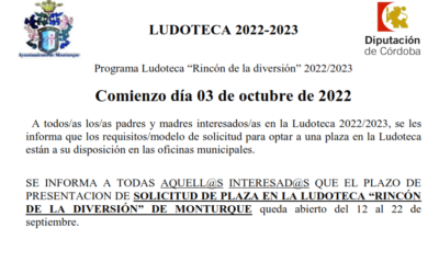 Programa Ludoteca “Rincón de la diversión” 2022/2023